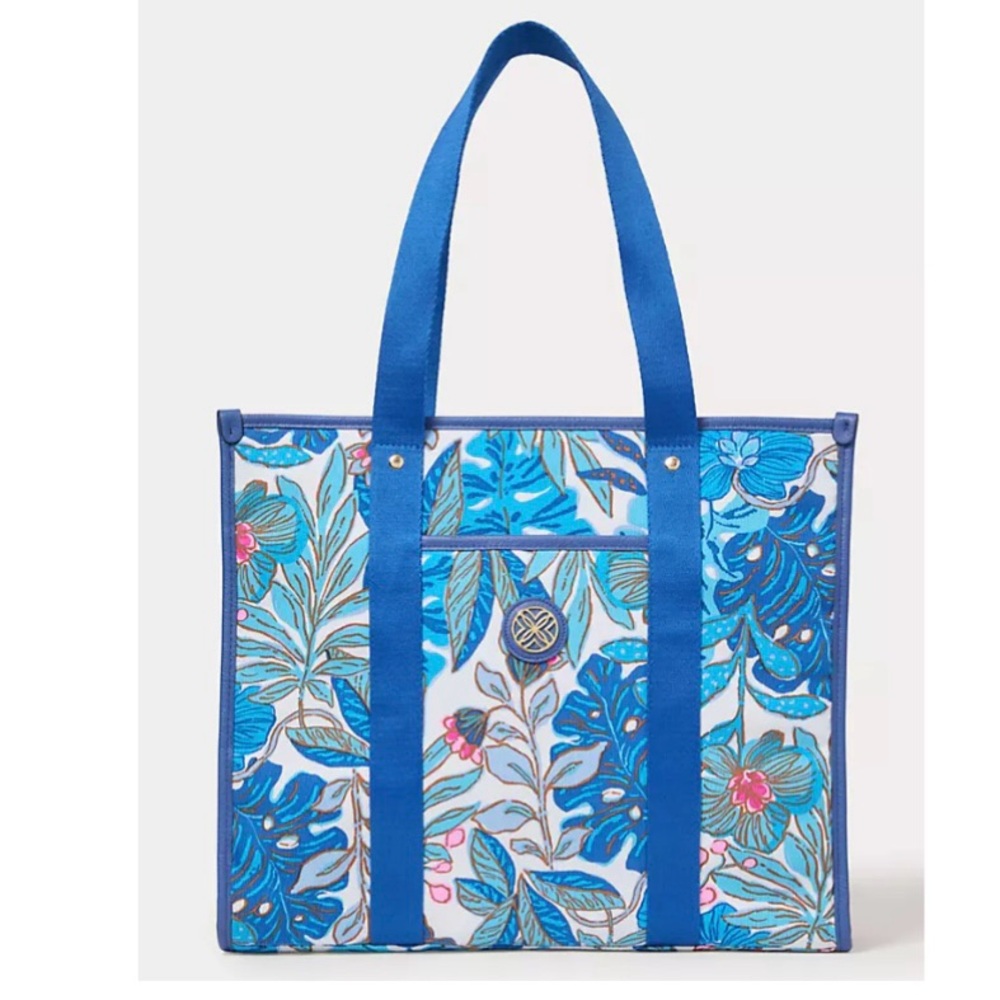 Lilly Pulitzer Breezy Aqua Best Fronds Forever Tote Bag NWT